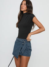 Elinora Wrap Mini Skirt Mid Blue Wash