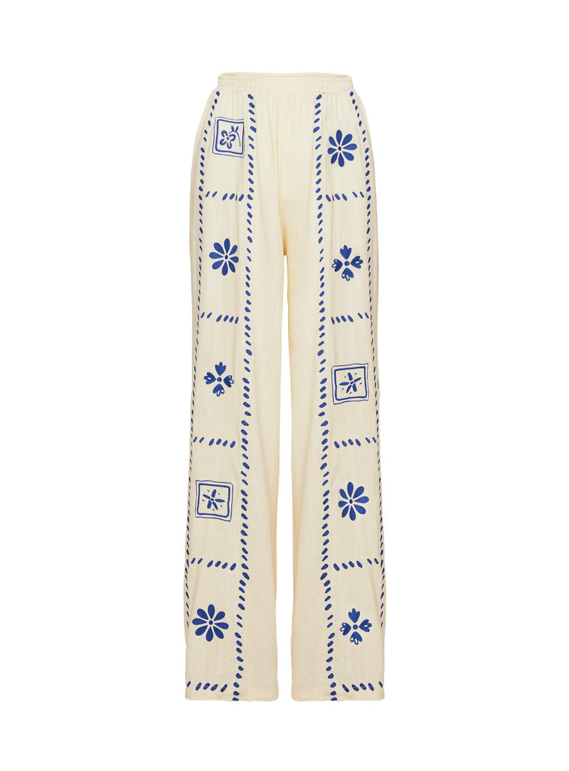 Grazia Pants Cream / Blue